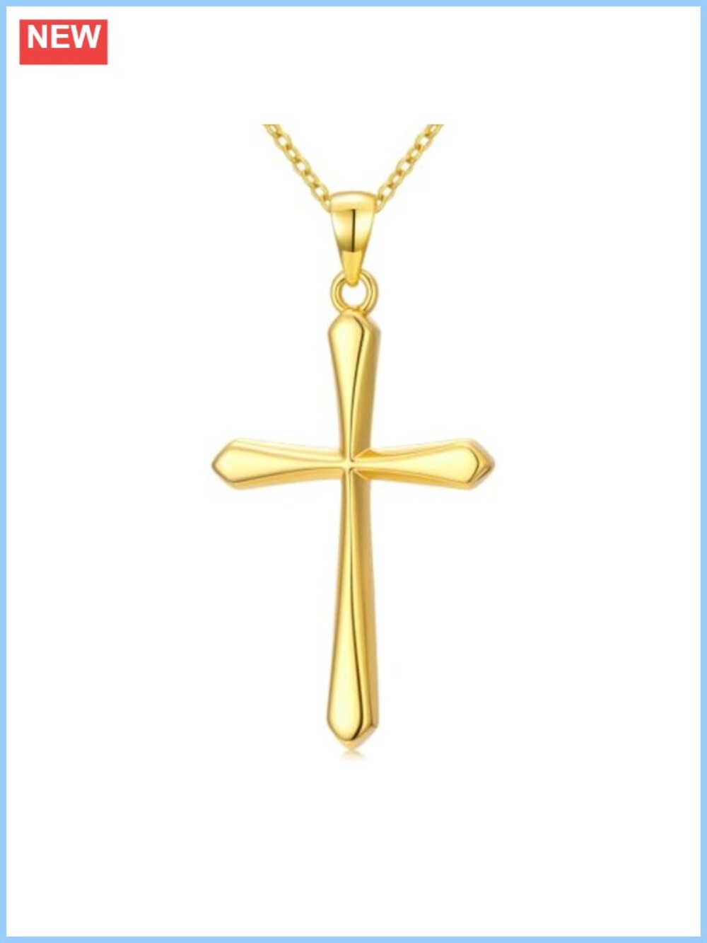 18K Gold Plated Cross Pendant Necklace Christian Jewelry